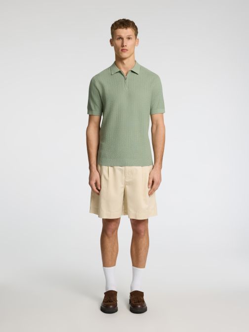 KNITTED HALF ZIP POLO SHIRT