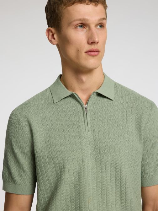 KNITTED HALF ZIP POLO SHIRT