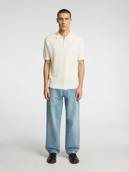 KNITTED HALF ZIP POLO SHIRT