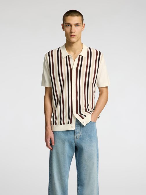 KNITTED STRIPED CARDIGAN