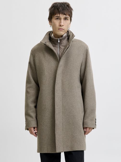 WOOL BLEND STANCOLLAR COAT