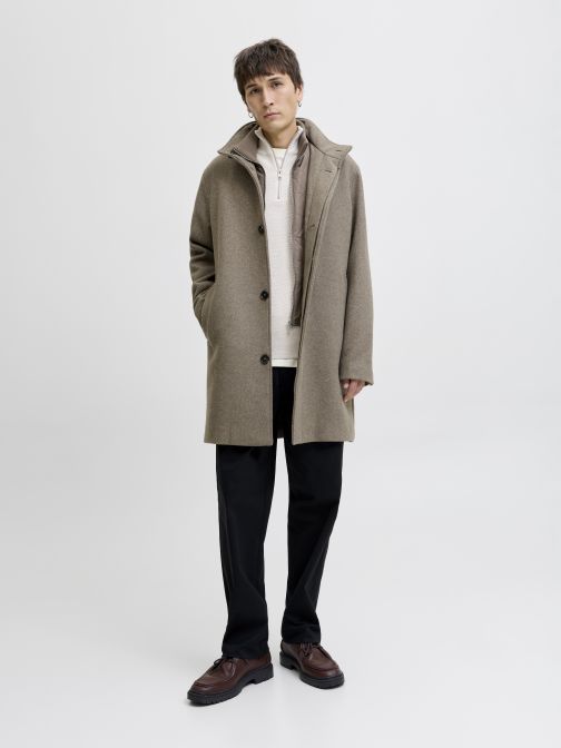 WOOL BLEND STANCOLLAR COAT